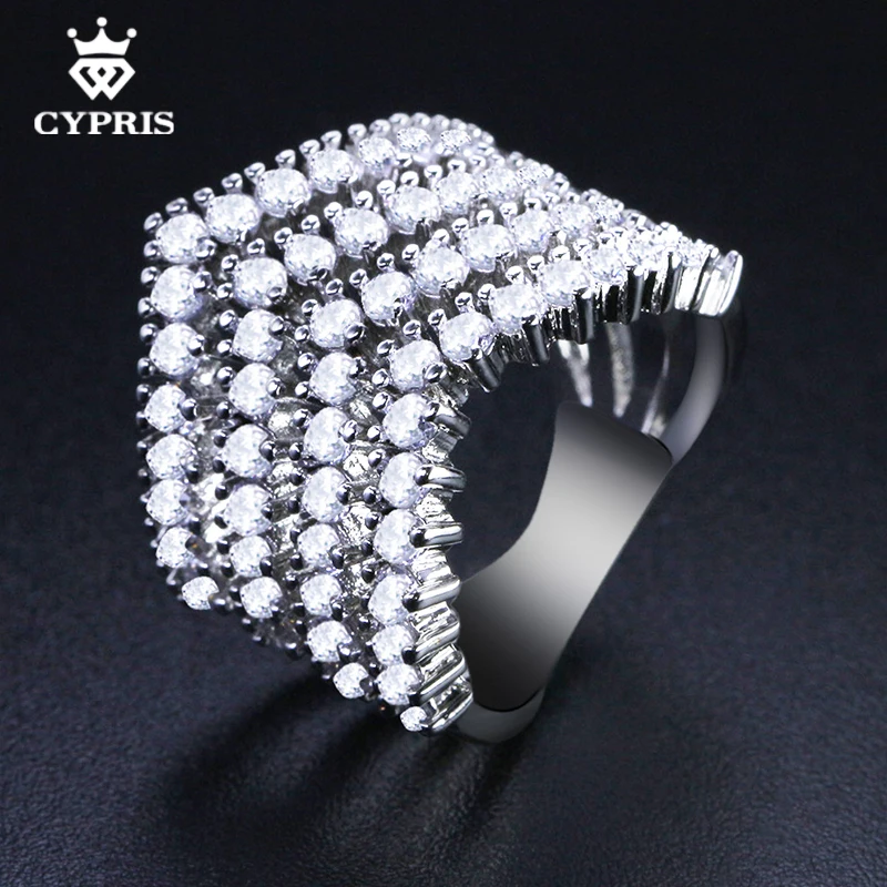 NEW ARRIVAL RING Bold exaggerated style silver color white Gold durable