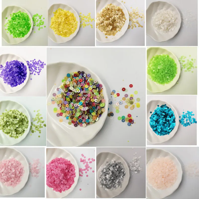 

2000Pcs/Pack 4mm Solid Colors Sequin Flat Round PVC Loose Sequins Paillettes Sewing Craft,Women Cloth Embroidery Accessories