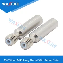 10PCS/Lot M6*30 MK8 Long Throat With Teflon Tube M6 Thread Stainless Steel Feeding Part For 1.75mm Filament 3D Printer Parts 10PCS/Lot M6*30 MK8 Long Throat With Teflon Tube M6 Thread Stainless Steel Feeding Part For 1.75mm Filament 3D Printer Parts