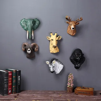 

Animal Head Resin Craft Ornament Wall Hanging Creativity Decorating Accessories Home Handicraft Furnishing Articles