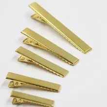 50 шт. золотой плоский металлический один зубец крокодил заколки для волос для Луки DIY шпильки 3,2 см/4,2 см/4,5 см/5,5 см