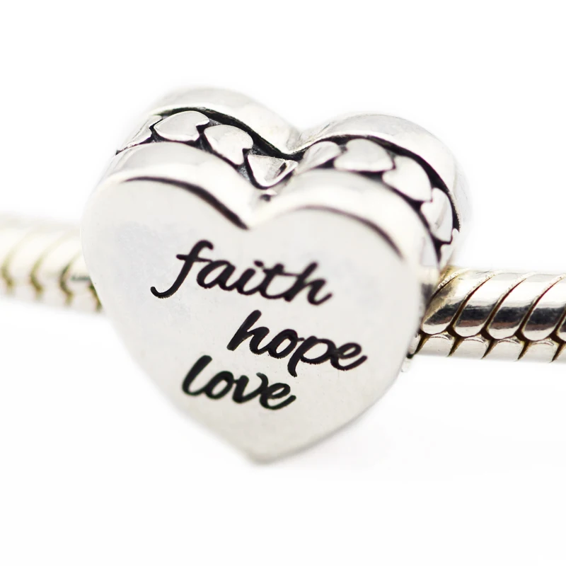

Beads FOR Jewelry Making DIY Sterling-Silver-Jewelry Faith, Hope, Love Charm Bead Charms Silver 925 Berloque Perles Charm