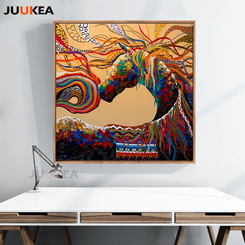 

Vintage Abstract Horse Canvas Print Painting Poster Art Wall Pictures For Living Room Home Decoration Large Size