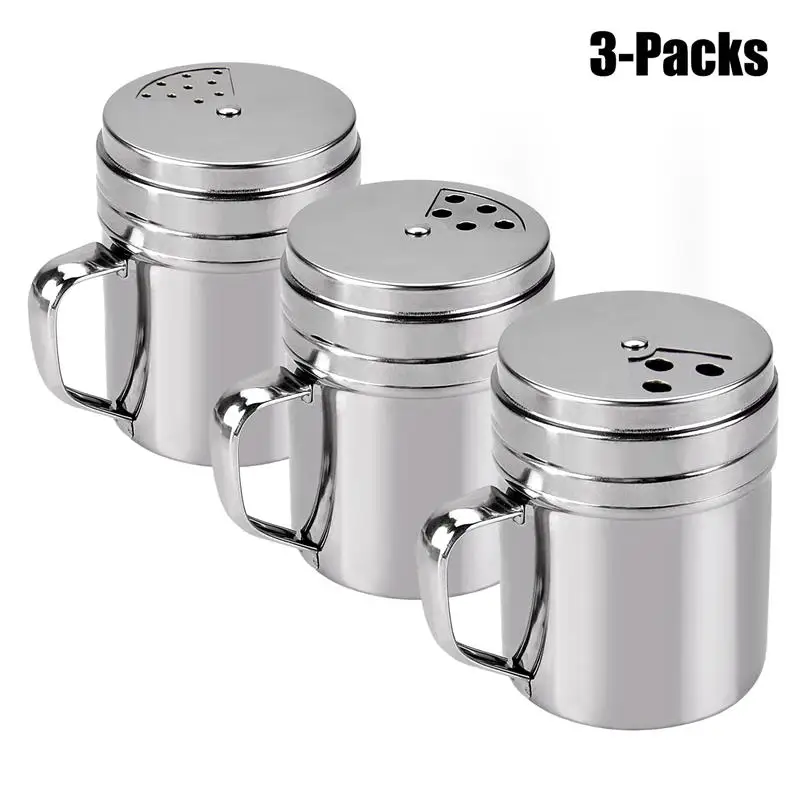 

3PCS Seasoning Can Rotating Stainless Steel Barbecue Sauce Spice Bottle Seasoning Bottle with Handle for Kitchen