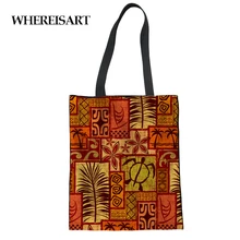 WHEREISART Moku Malihini шаблон льняной мешок для покупок женщин многоразовые продуктовые сумки для покупок Bolsas Feminina сумки