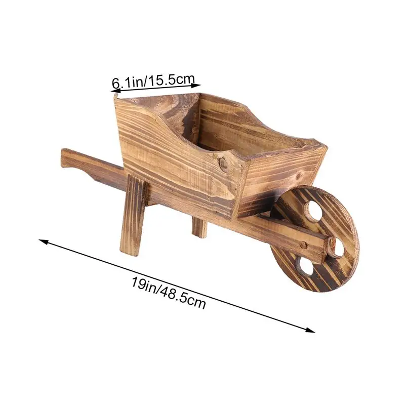 1PCS Wooden Cart Flowerpot Fleshy Ornamental Creative Garden Household Bedroom Shop Window Plants Wheelbarrow Planter Decor Pot 6