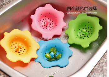 

Wholesale 300 pcs/lot New Silicone Kitchen Sink Strainer Filter flower design Round Kitchen Sink Drain Cover Stopper