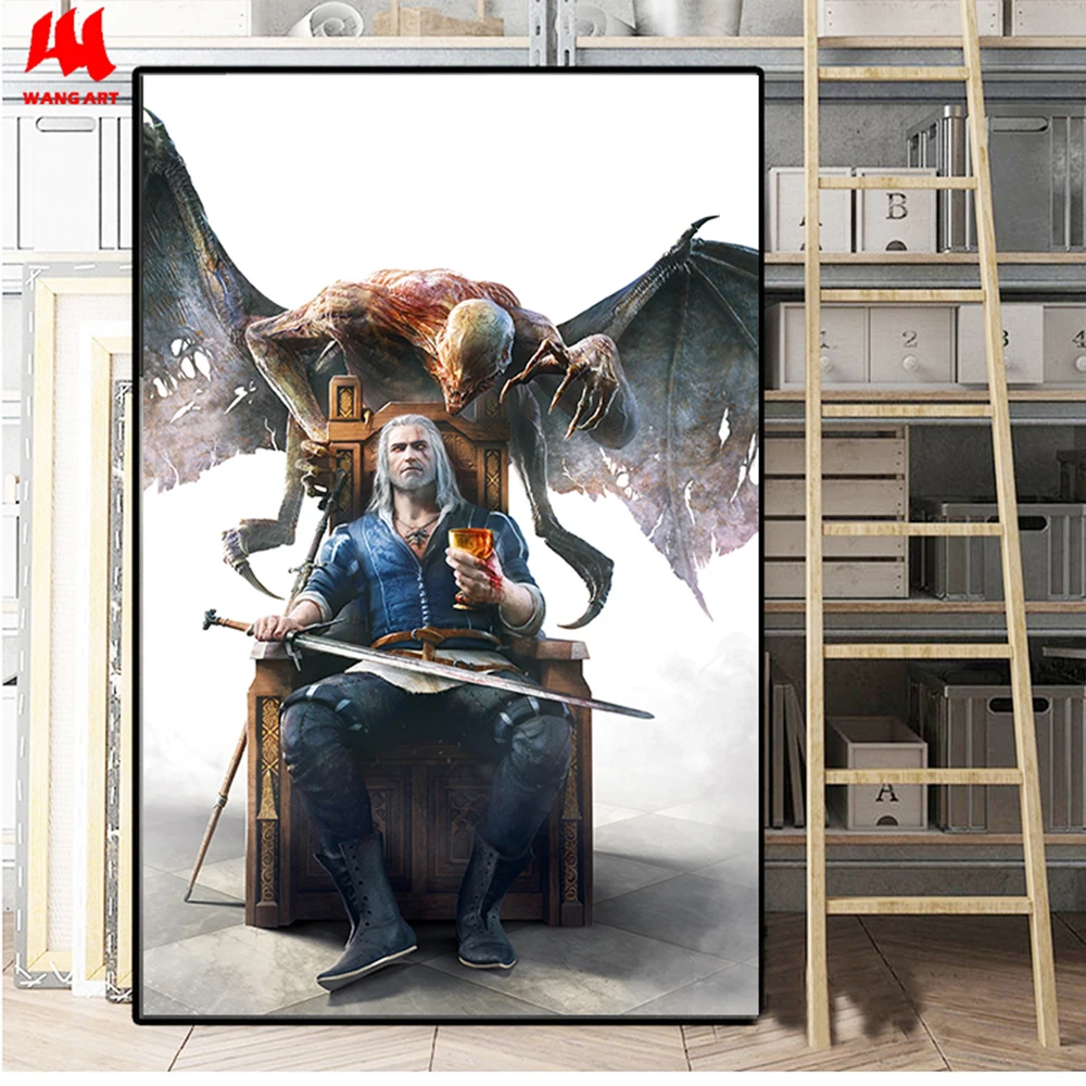 

WANGART Game Poster Canvas Print Hunting Wild Game Cirilla Geralt Wall Pictures for Living Room Modern Home Decor JY617-625