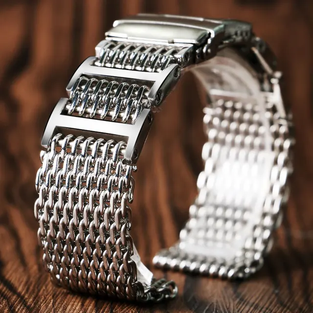 Buy 20mm 22mm 24mm Luxury Shark Mesh Watch Band Strap