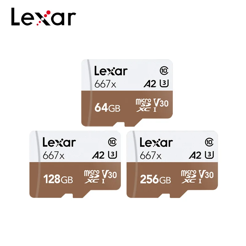 

Lexar Professional Memory Card 667x SDXC UHS-I Micro SD Card With Adapter 64GB 128GB 256GB A2 U3 V30 C10 TF Card for 4K Video