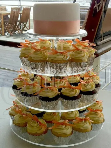 

Круглая прозрачная 4-уровневая акриловая подставка для торта, Свадебная подставка для кексов, подставка для детского праздника, украшение вечерние ринки