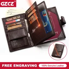 GZCZ мужской держатель для паспорта из натуральной кожи, бумажники, мужской модный кармашек для идентификационной Карты, кошелек с застежкой, кошелек, держатель для карт, Portomonee