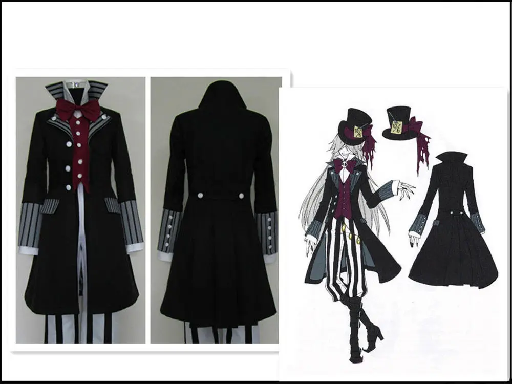 Черный Дворецкий куросицудзи гробовщик униформа косплей костюм, унисекс на заказ