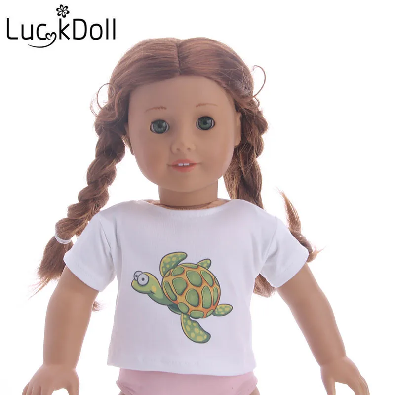 LUCKDOLL хлопковая Футболка Подходит для 18-дюймовые американская кукла Logan кукла мальчик одежда аксессуары игрушки для детей - Цвет: b747