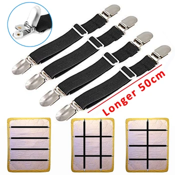 

Metal Elastic adjustable Bed Sheet Clips Belt Fastener Mattress For Bed Sheets Non-slip Clip Blanket Gripper Clip Holder set