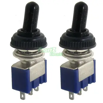 

5PCS 125V 6A ON/OFF/ON 3 Position SPDT Toggle Switch w Waterproof Cover Cap