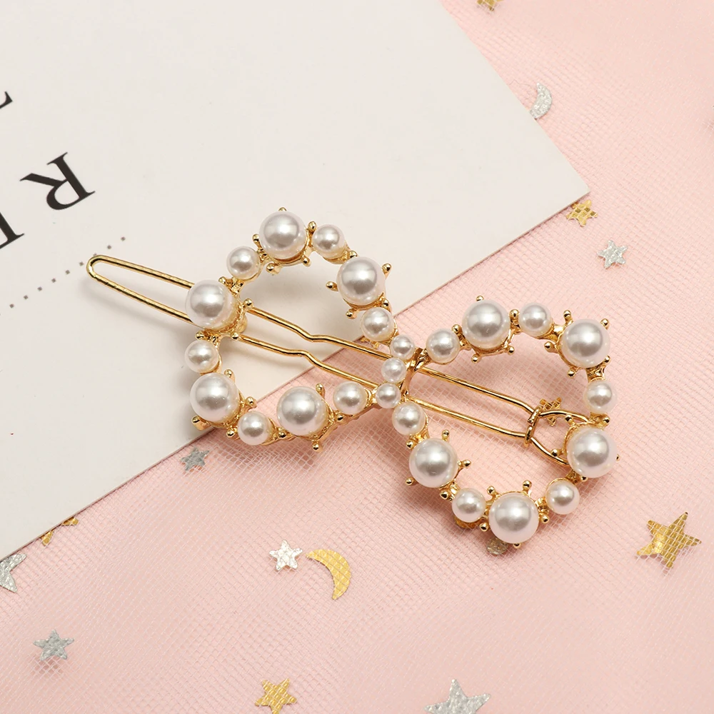 1PC Fashion Pearl Hair Clips Geometric Irregularity Hairpins Lady Simple Metal Barrettes Hair Styling Tools Accessories