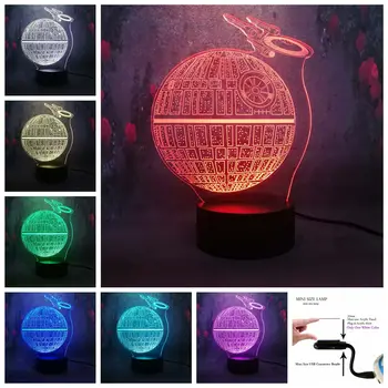 

Creative 3D Star Wars Death Star Night Light LED 7 Color Flash Table Lamp Bedroom Bedside Feeding Light Birthday Gift Customized