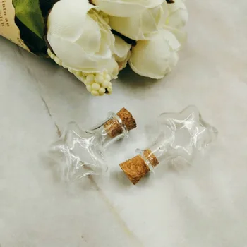 

1000pcs small stars shape glass bottle empty message jar drift vial container diy jewelry pendant chape glass bottles wholesale