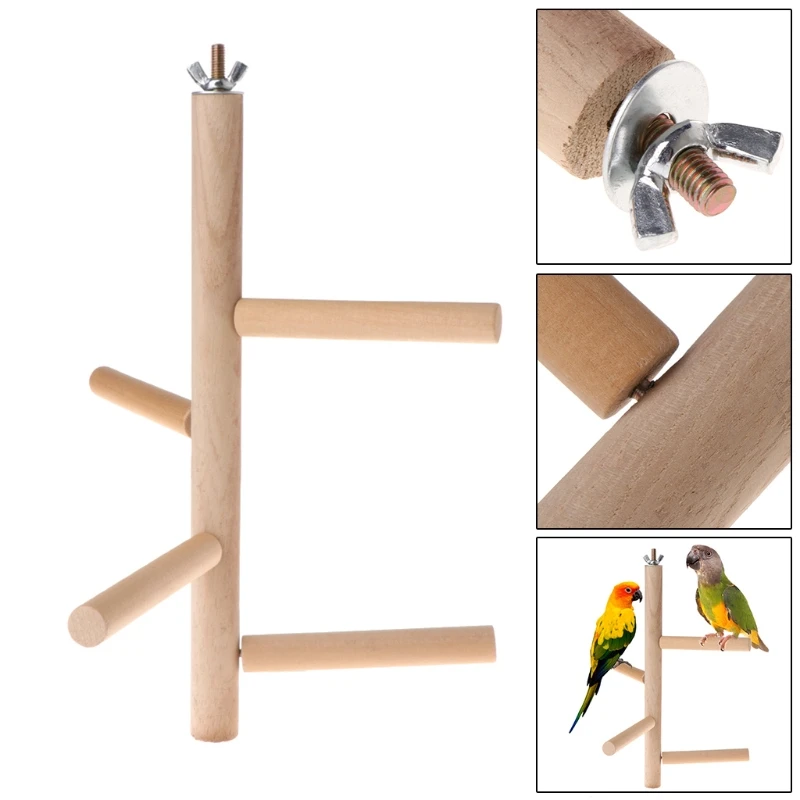 Попугай окунь 4 слоя этапы игрушки из натурального дерева вращающаяся лестница клетка для птиц