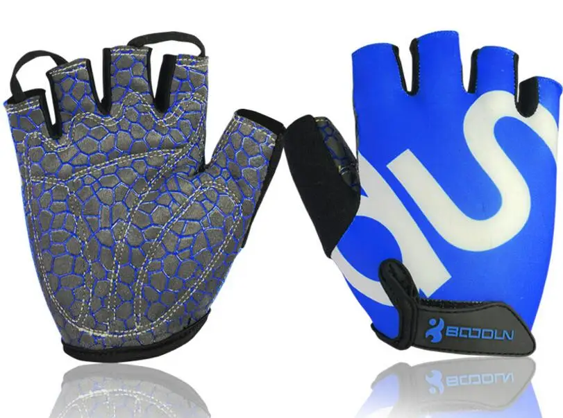 Half-finger силикагель Нескользящие фитнес-перчатки дышащий для занятий спортом на улице защитные перчатки - Цвет: Синий