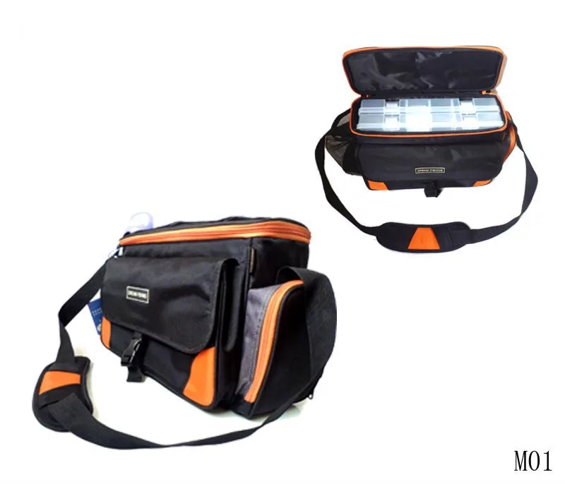 

Multifunctional Canvas Fishing Shoulder Bag Pack with 1 box 38*13*24CM Fishing Tackle Bag Fishing Lure Reel Bag Pouch Case A150