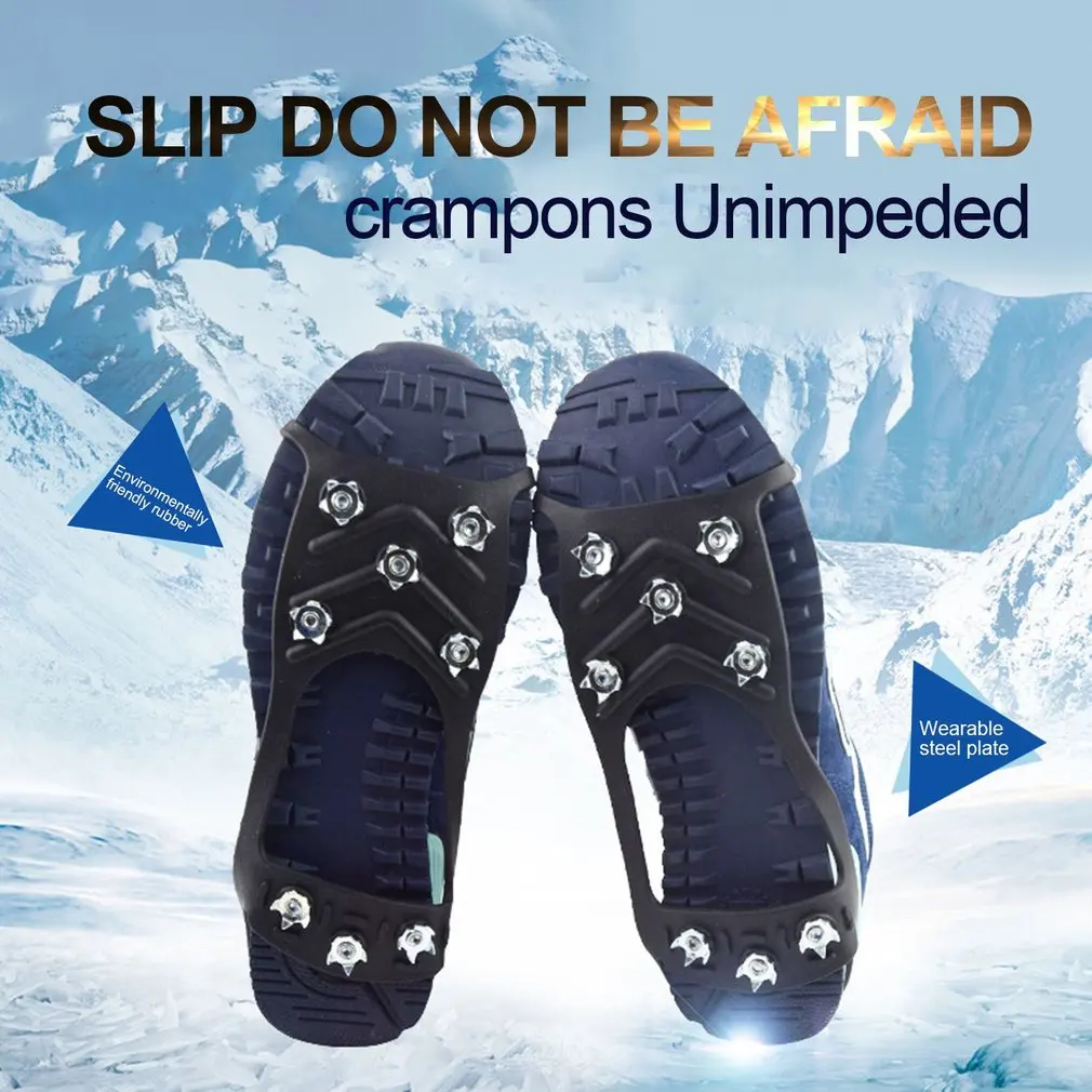 

2018 35-40 8-Stud Universal Ice No Slip Snow Shoe Spikes Grips Cleats Crampons Winter Climbing Camping No Slip Shoes Cover