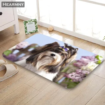 

HEARMNY New Arrival Doormat Yorkshire Terrier Home Mat Machine Made Anti Slip Carpet Living Room/Hallway Bath Mat For Kids Gift