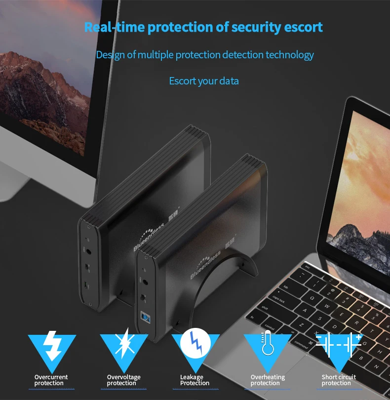 hdd ssd cases suit 3.5'' 2.5'' Type C  USB A usb 3.0 to sata hard disk caddy aluminum hard disc enclosure with 12V 2A AC power hdd case  (14)