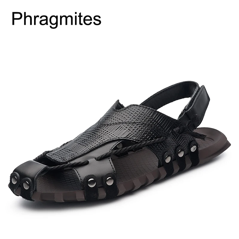 

Phragmites handmade mens summer sandals cow leather shoes men beach flats handsome male sandalias mujer 2019