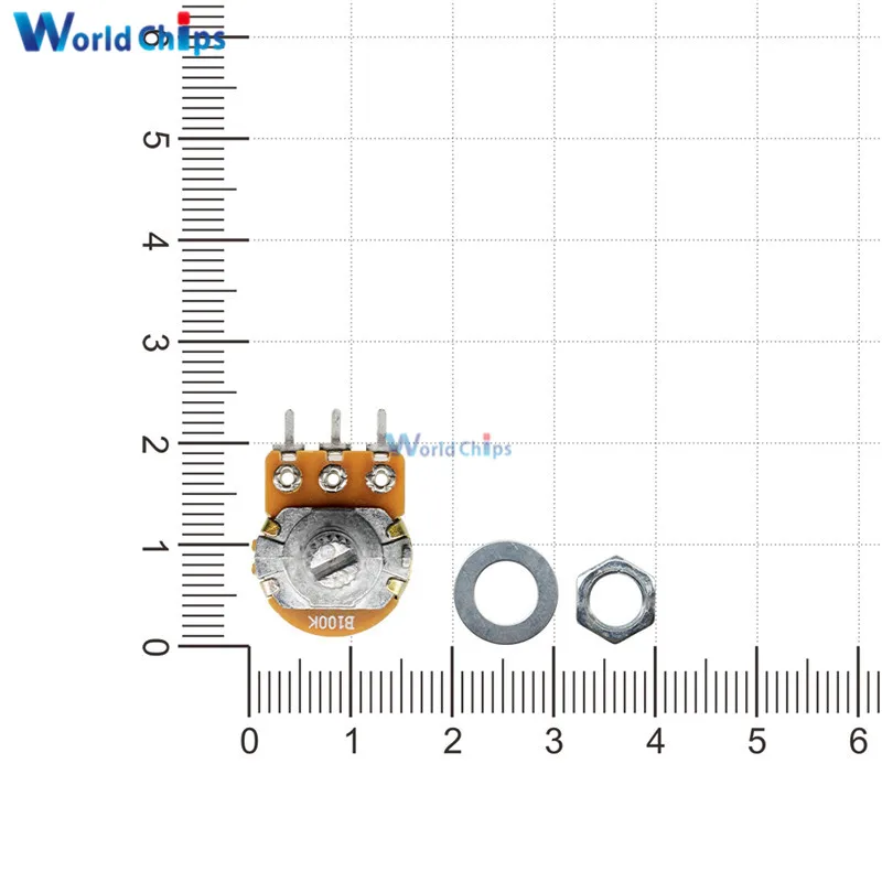 5 шт. 100K Ом WH148 B100K 3pin линейный потенциометр 15 мм вал с гайками и шайбами