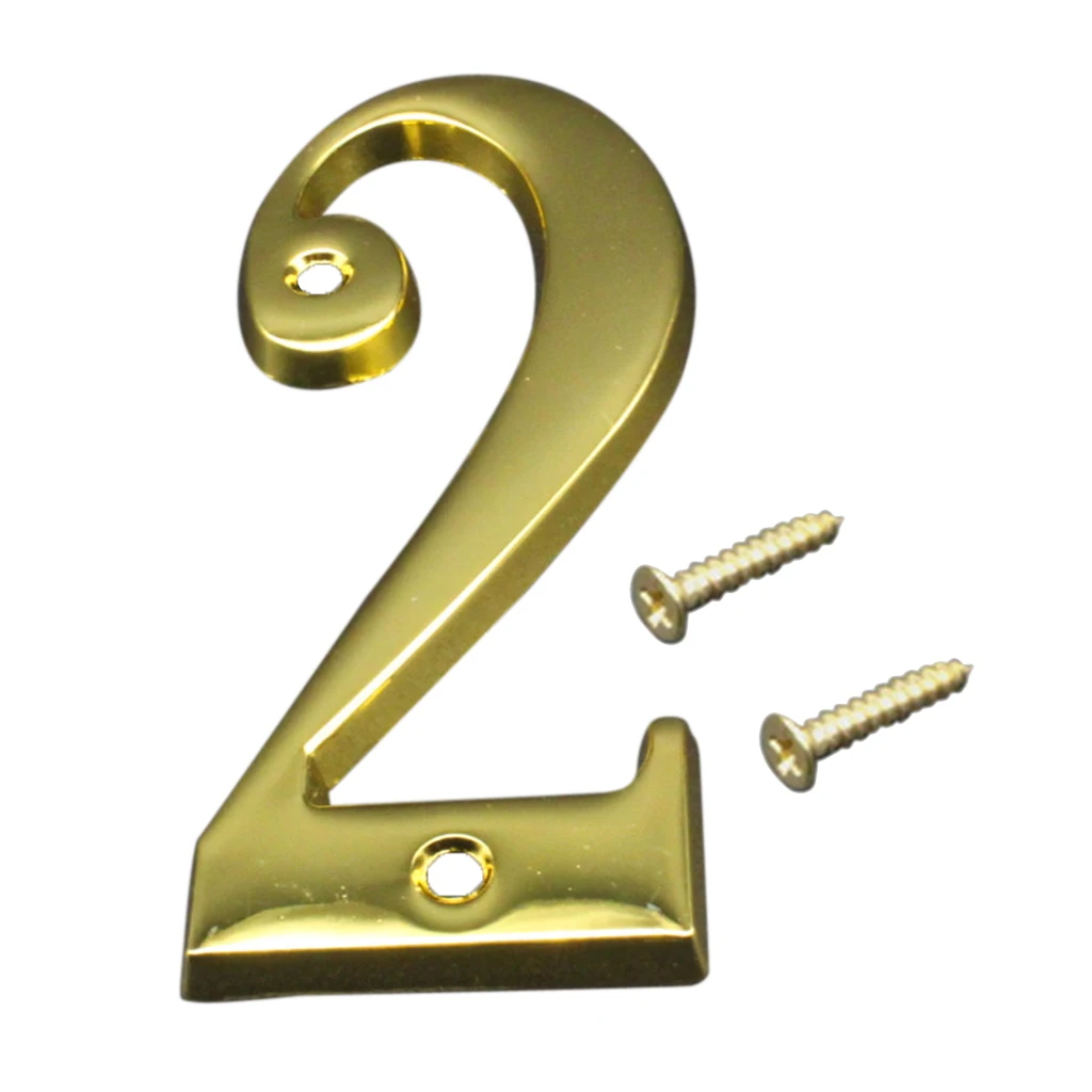 Yellow Golden House Number Big House Door Address Number Digits Aluminum Nail Fixed Big Hotel Office Door Address Sign #0-9