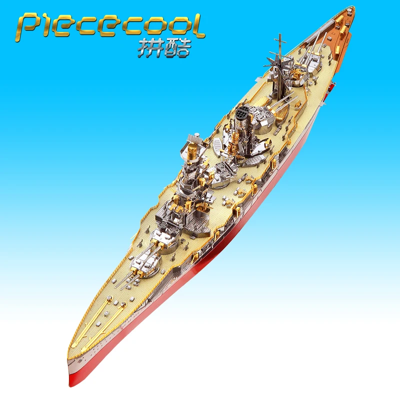 FUSO линкор Piececool P127-RSG 329 части 3 листа металлическая Сборная модель 3D Пазлы игрушки японский военный корабль - Цвет: P127-RSG