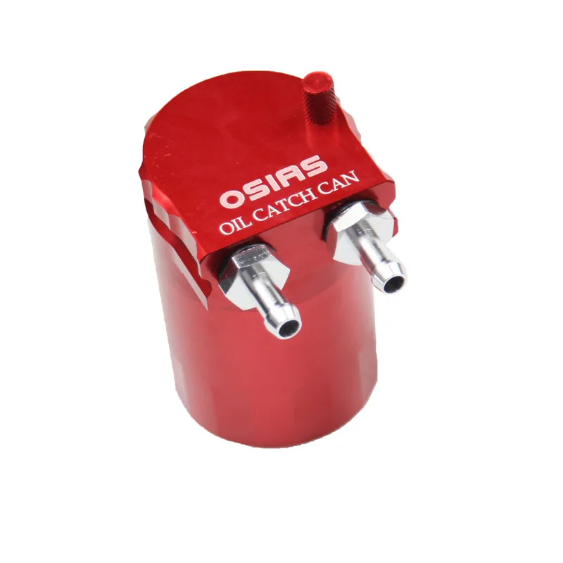

OSIAS Red Aluminum Baffled Oil Catch Can Tank Reservoir Breather With Fittings J6I4 Fit both 10mm(AN8) / 14mm(AN10) hose