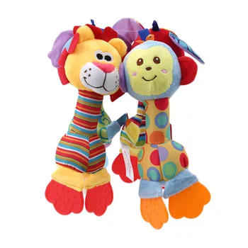 

Baby Rattles Toys Soft Plush Toys Mobile Squeaker Educational Toy Newborns Cartoon Animal BB Sounder Rattles
