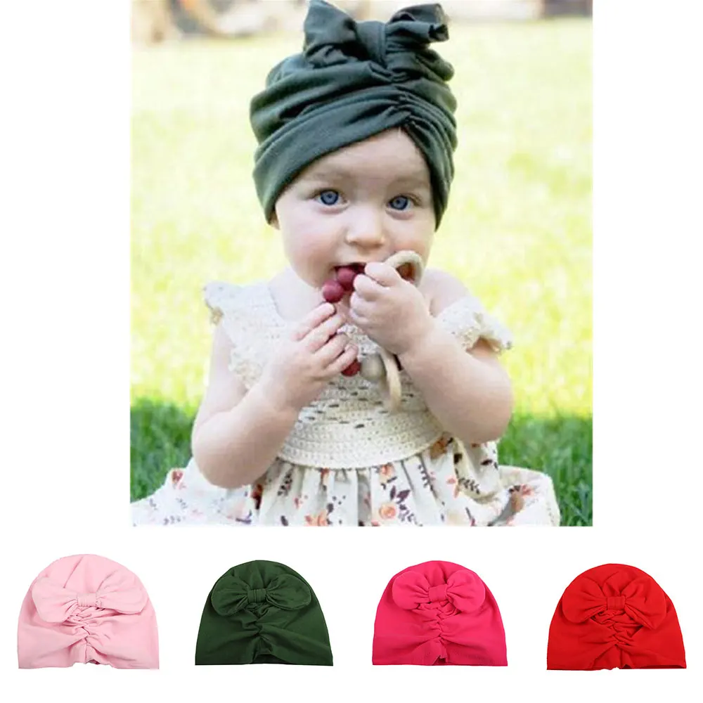 Toddler Baby Hats Caps Folding Bowknot Keep Warm Cotton Indian Newborn