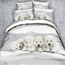 Милый 3D белая собака постельного белья 3/4 шт. покрывала король Полный размеры одеяло twin queen 500tc тканый красоты постельное белье