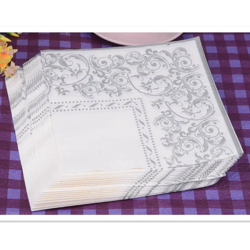Новые персонализированные Таблица бумажные салфетки ткани с рисунком белый серый с принтом на день рождения и свадьбу коктейльное вечерние home hotel декоративные