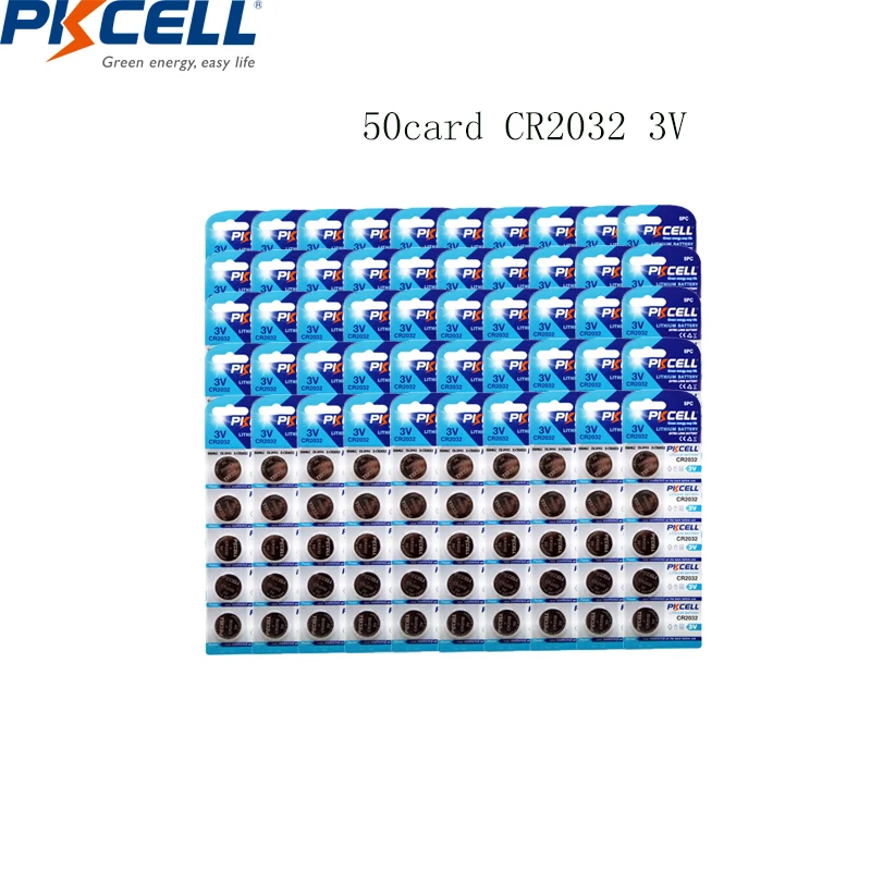 50 батарейки для карт PKCELL CR2032 батареи 3В BR2032 DL2032 ECR2032 2032 SB-T15 Bateria CR литиевые |