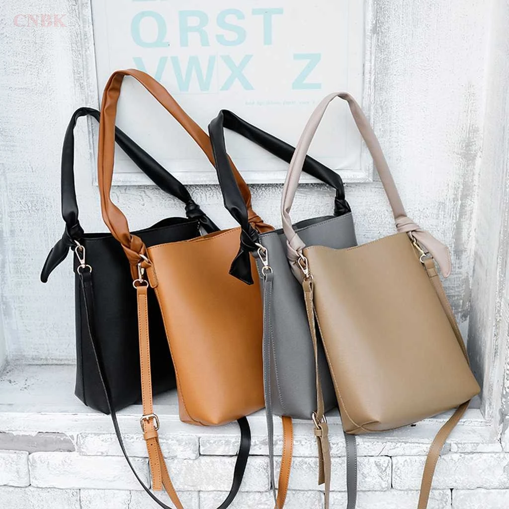 

Simple Large-Capacity Handbags Ins Casual Fashion One-Shoulder Bucket Bag Wild Color Color Messenger Bag Steamer Wholesale