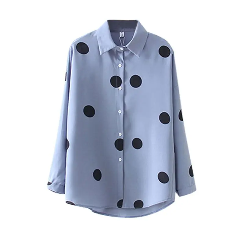 

Women Fashion Polka Dot Printed Chiffon Shirts Ladies Long Sleeve Turn-down Collar Blouses Tops Formal Work Shirt Women Clothes