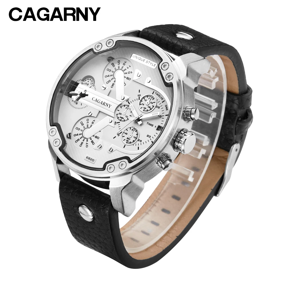 

Cagarny 6820 Classic Men's Wrist Watches Man Top Luxury Brand Quartz Watch For Man Waterproof Dual Times Sports zegarek meski