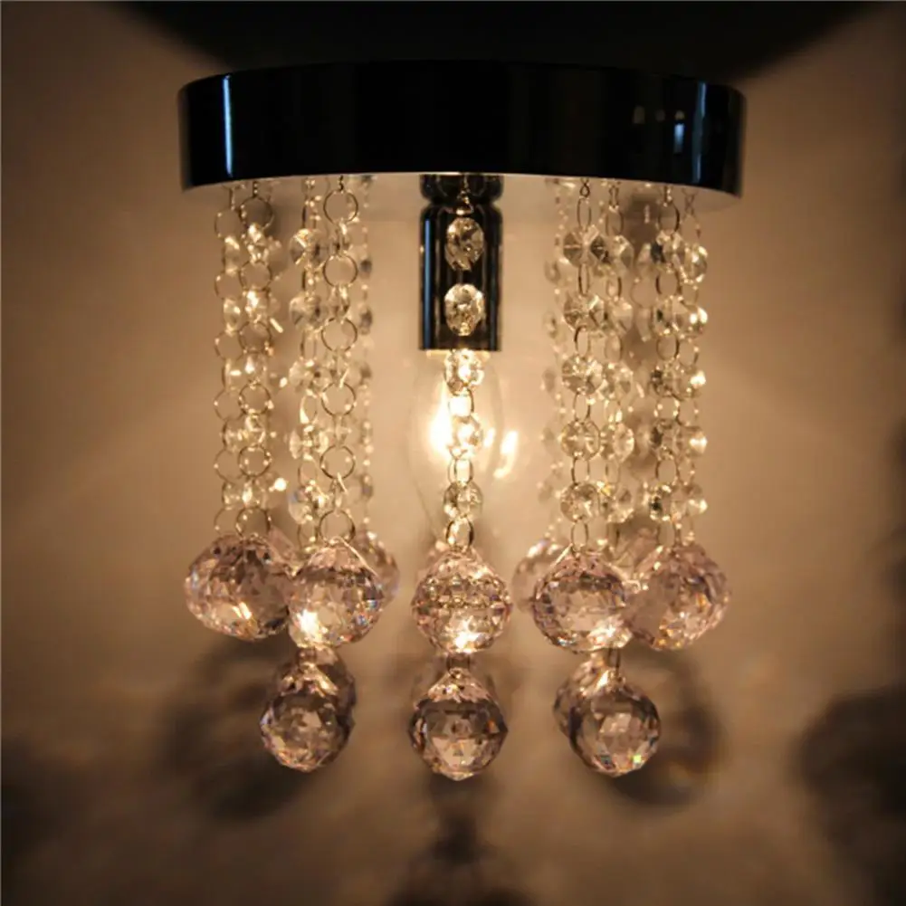 

PROBE SHINY Crystal Droplets Silver Chrome Ceiling Light Chandelier Fitting Lamp Holiday Light Home Decoration High Qualtity