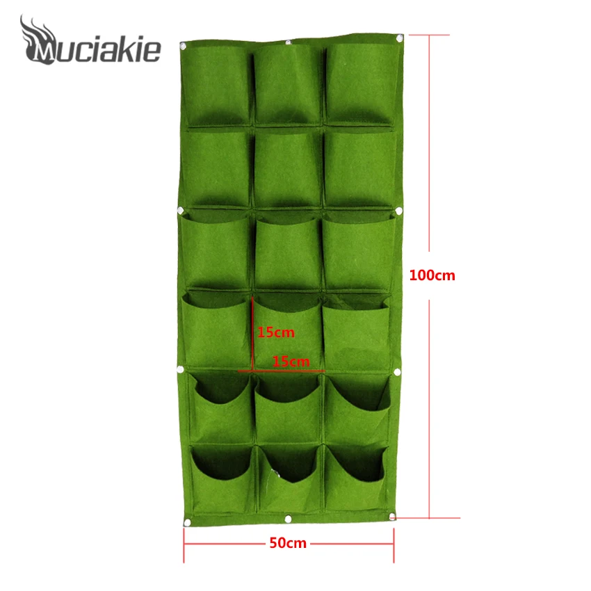 MUCIAKIE 100x50 см зеленая вертикальная садовая сеялка настенная посадка цветка растут мешок 3*6 карманов овощей дома