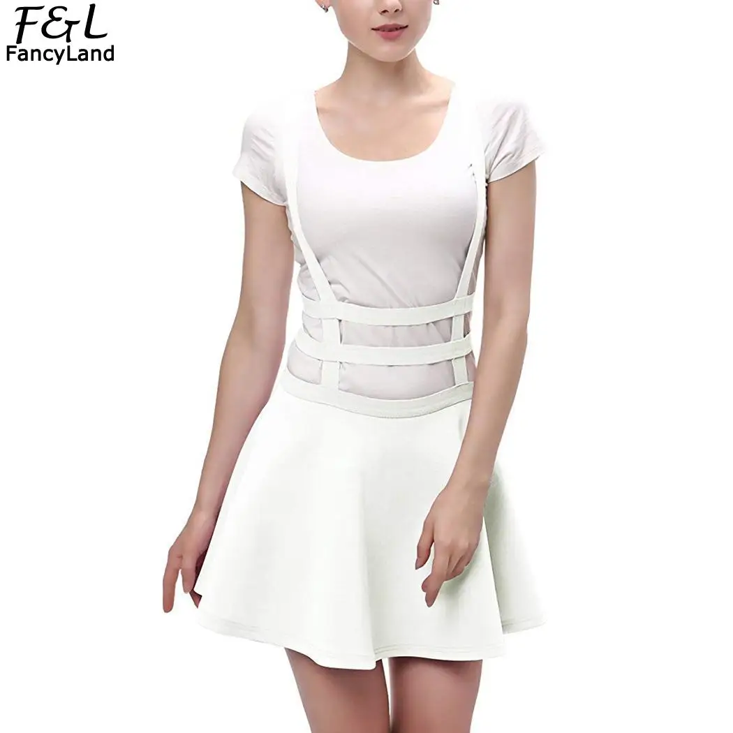 Женская плиссированная короткая юбка на подтяжках в Корейском стиле, повседневные эластичные женские Леггинсы для йоги, летняя юбка на бретелях, элегантные однотонные мини-юбки