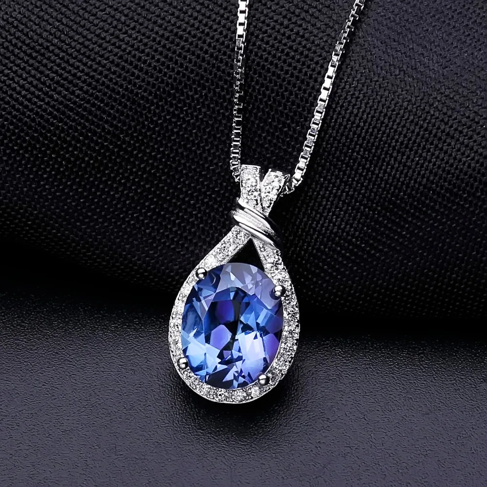 Gem's Ballet 2.36Ct Мистический Кварц-иолит синий кулон Настоящее серебро 925 пробы кулон ожерелье хорошее ювелирное изделие для женщин