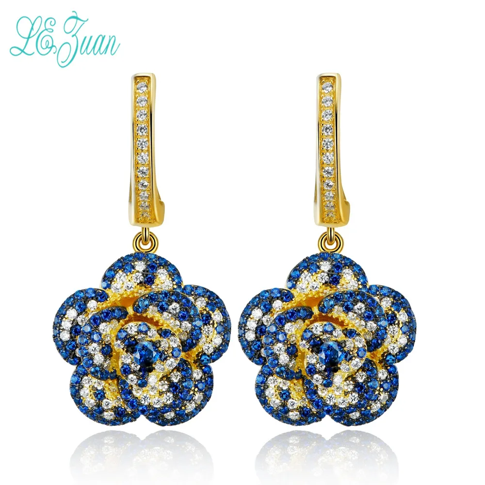 

l&zuan S925 Sterling Silver Jewelry Fashion Popular Multicolor Zircon Flower Earrings For Women Party Christmas Gifts