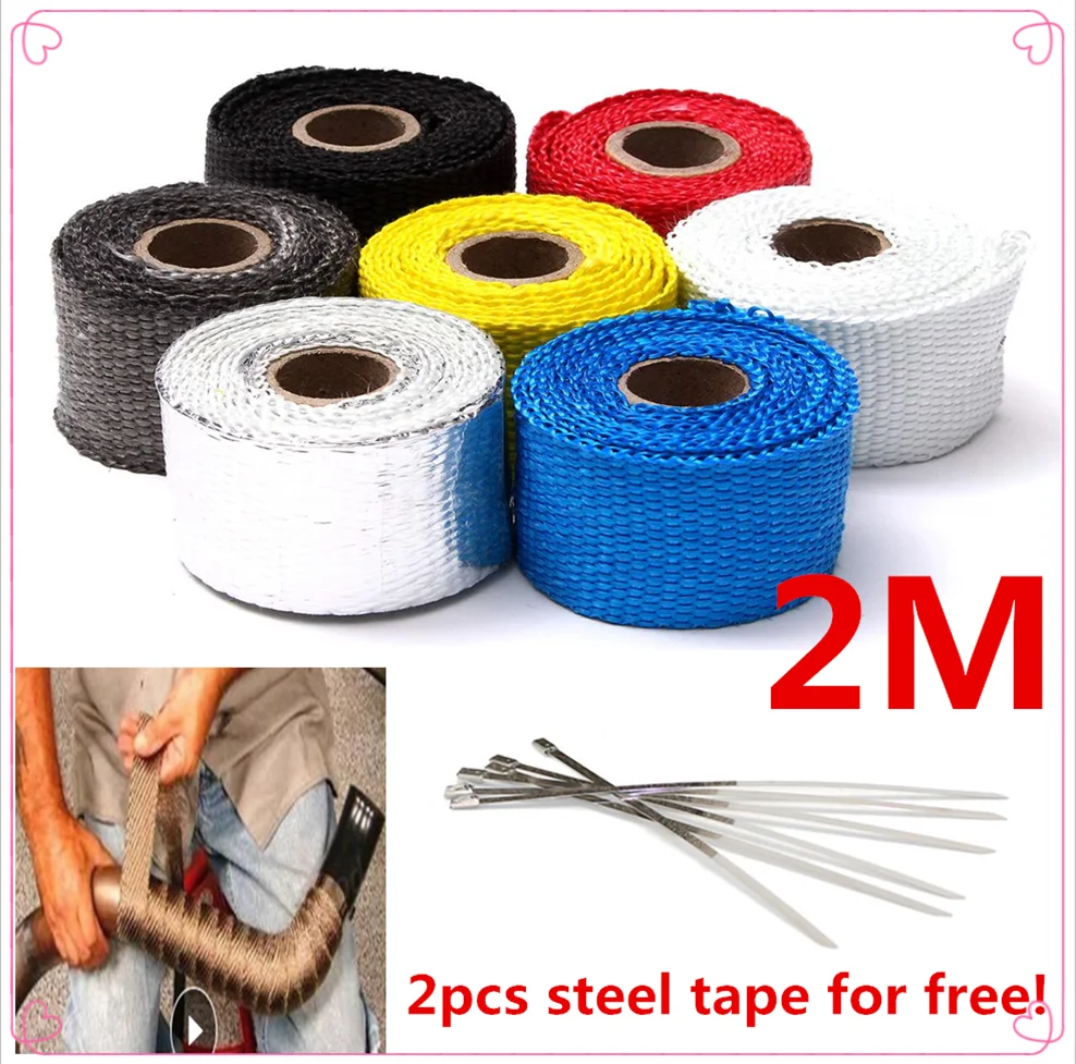 

2M Motorcycle Exhaust Pipe Heat Wrap Shield Tape Glass Fiber FOR YAMAHA MT-03 MT-25 FAZER600 FZ6S FZ6N FZ6R YBR 125 TTR250