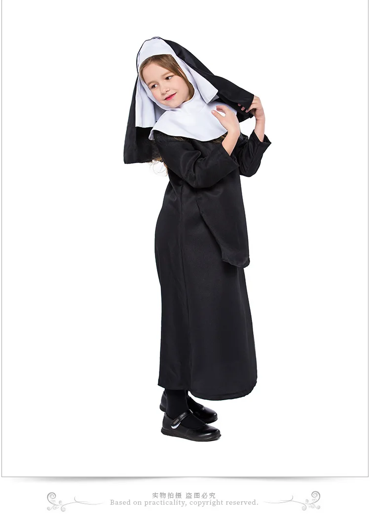 Новинка; Карнавальный костюм для девочек в стиле «монашки»; костюм Иисуса и Кристиана; школьный костюм на Хэллоуин для детей; платье