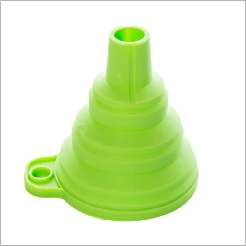 Домашняя мини Пищевая силиконовая складная телескопическая воронка портативный соевый соус жидкий бункер кухонные аксессуары - Цвет: Green